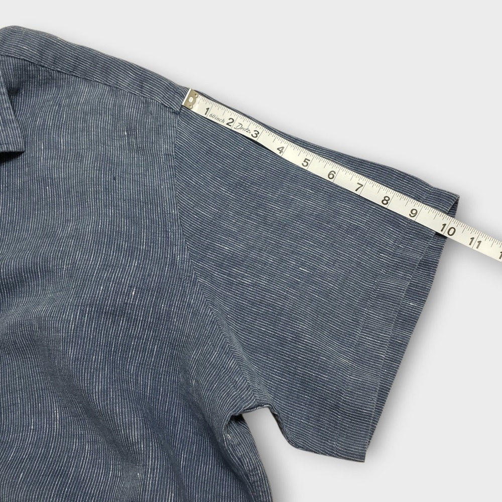 UNTUCKit Canon Linen Shirt Blue Stripe Short Sleeve Relaxed Fit Mens XXL - Picture 8 of 10